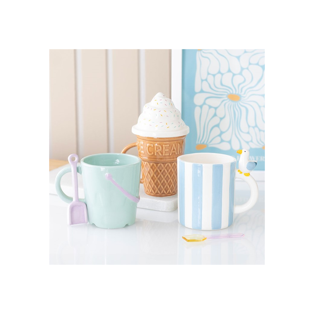 Pastel Bucket Mug with Spade Spoon