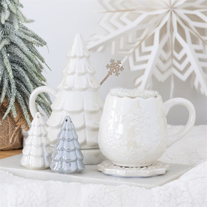 Iridescent Snowflake Mug, Coaster and Socks Set