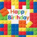16 Happy Birthday Building Blocks Paper Napkins