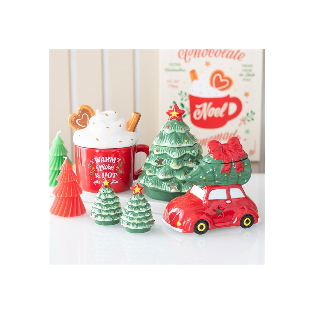 Nostalgic Car with Christmas Tree Ceramic Oil Burner and Wax Warmer