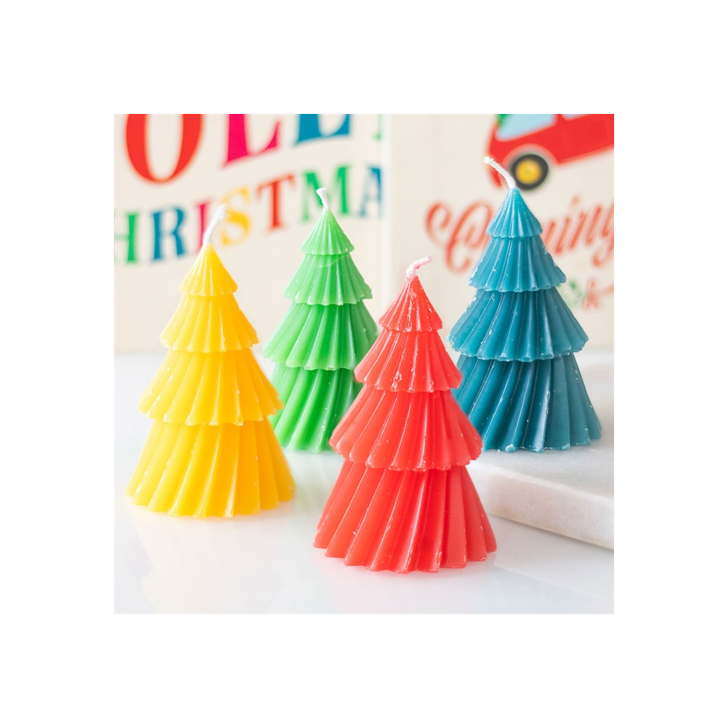 Set of 4 Colourful Christmas Tree Candles
