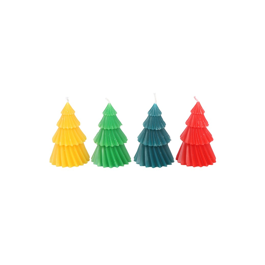 Set of 4 Colourful Christmas Tree Candles