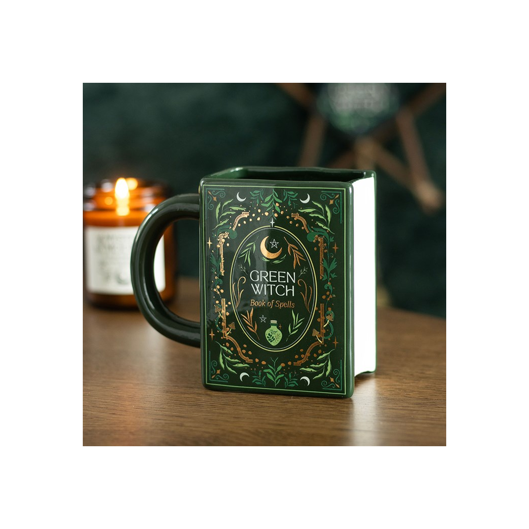 Green Witch Book Shaped Mug
