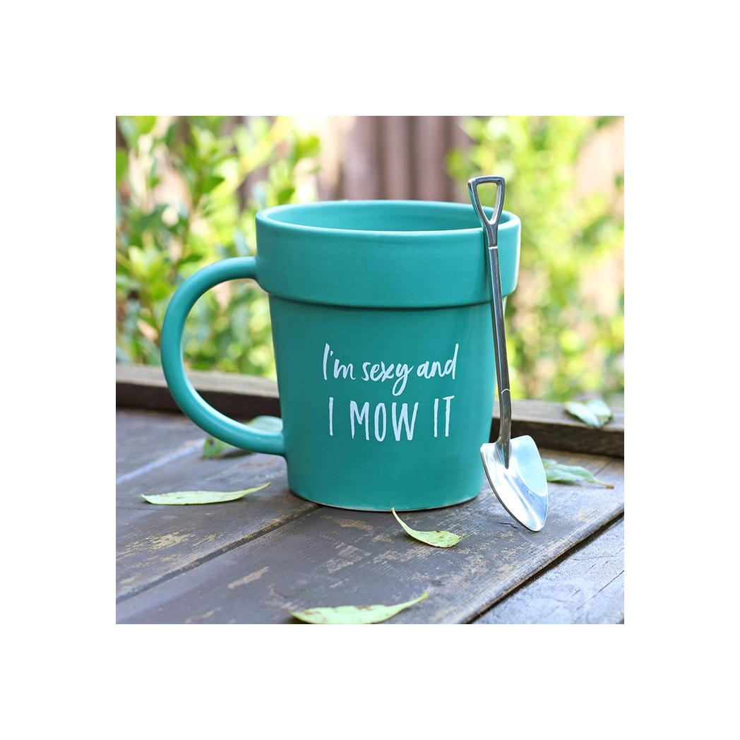 Sexy and I Mow It Pot Mug and Shovel Spoon