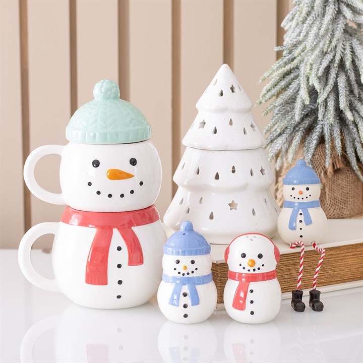 Set of 2 Winter Snowman Stacking Mugs