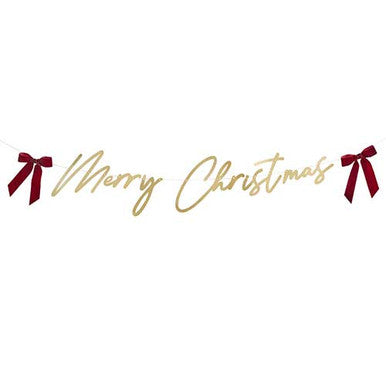 2m Gold Merry Christmas Banner