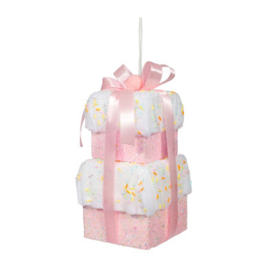 25cm Pink & White Stack of Gifts Hanging Decoration