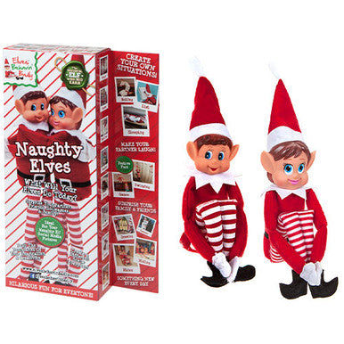 12 inch Red Boy & Girl Elf Figure Duo Pack