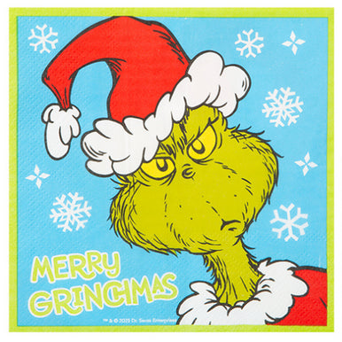 12 Blue Merry Grinchmas Paper Napkins