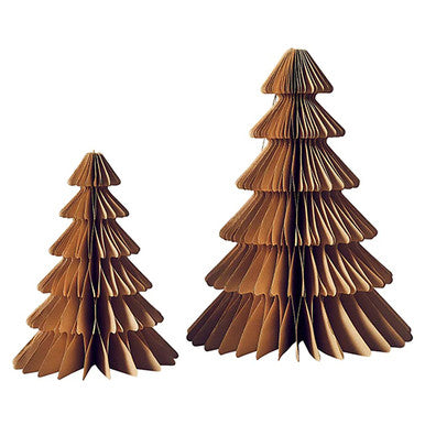 2 Christmas Tree Glitter Edge Honeycomb Decorations