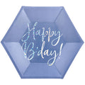 6 Happy Birthday Navy Blue Paper Plates