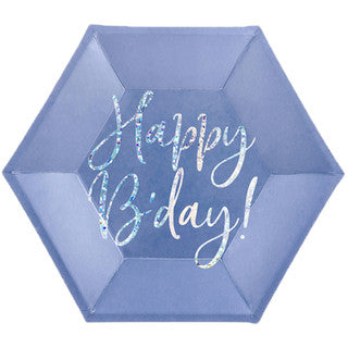 6 Happy Birthday Navy Blue Paper Plates