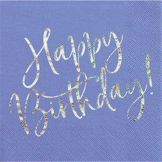 20 Happy Birthday Powder Navy Blue Napkins