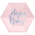 6 Happy Birthday Powder Pink Paper Plates