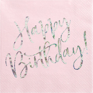 20 Happy Birthday Powder Pink Paper Napkins