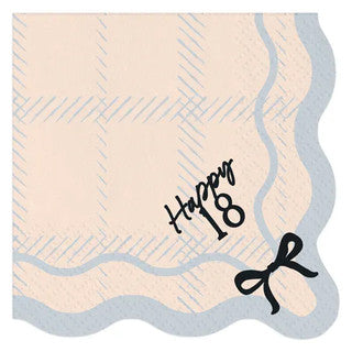 12 Black & Cream Birthday Hello Age Paper Napkins