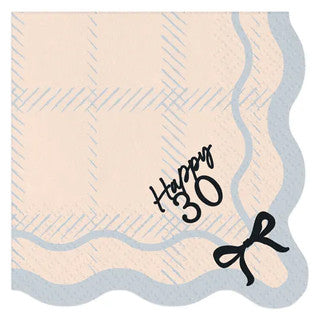 12 Black & Cream Birthday Hello Age Paper Napkins