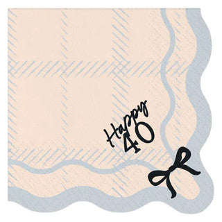 12 Black & Cream Birthday Hello Age Paper Napkins