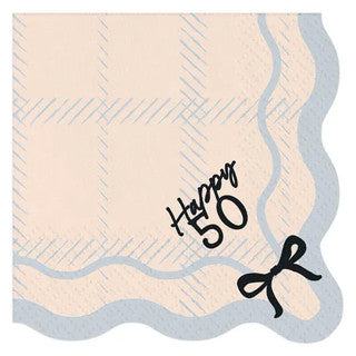 12 Black & Cream Birthday Hello Age Paper Napkins