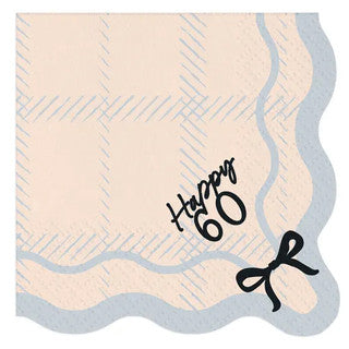 12 Black & Cream Birthday Hello Age Paper Napkins