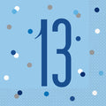 16 Birthday Age Glitz Blue & Silver Paper Napkins