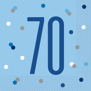16 Birthday Age Glitz Blue & Silver Paper Napkins