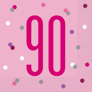 16 Birthday Age Glitz Pink & Silver Paper Napkins