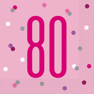 16 Birthday Age Glitz Pink & Silver Paper Napkins