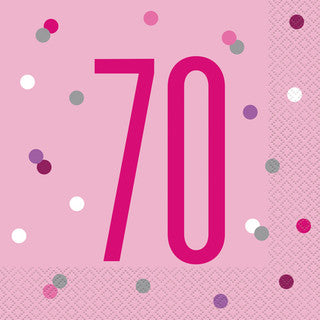 16 Birthday Age Glitz Pink & Silver Paper Napkins