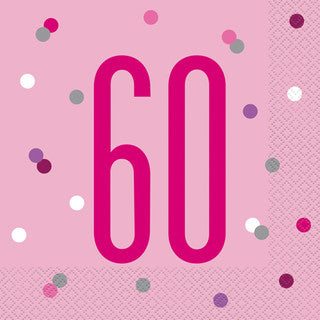 16 Birthday Age Glitz Pink & Silver Paper Napkins