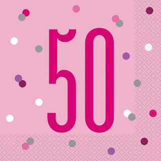 16 Birthday Age Glitz Pink & Silver Paper Napkins