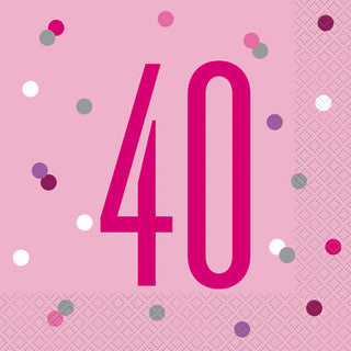 16 Birthday Age Glitz Pink & Silver Paper Napkins