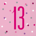 16 Birthday Age Glitz Pink & Silver Paper Napkins