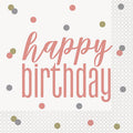 16 Happy Birthday Rose Gold Glitz Paper Napkins