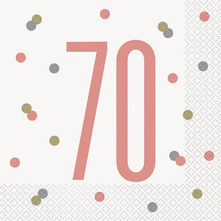 16 Rose Gold Glitz Age Paper Napkins