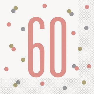 16 Rose Gold Glitz Age Paper Napkins