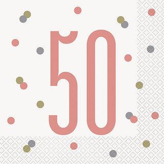 16 Rose Gold Glitz Age Paper Napkins