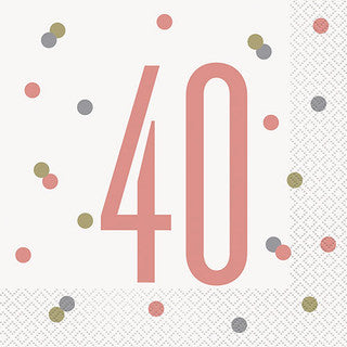 16 Rose Gold Glitz Age Paper Napkins