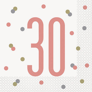 16 Rose Gold Glitz Age Paper Napkins