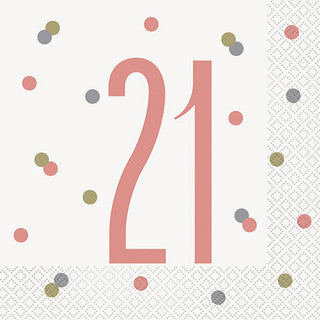 16 Rose Gold Glitz Age Paper Napkins