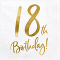 20 Gold & White Birthday Age Paper Napkins