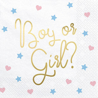 20 Boy Or Girl Foil Stamped Paper Napkins