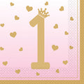 16 1st Birthday Pink Paper Napkins