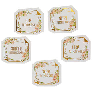 25 Geo Floral Drinks Tokens
