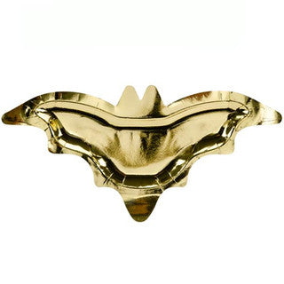 6 Metallic Gold Bat Paper Plates