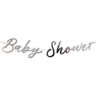 1.5m Baby Shower Silver Script Letter Banner