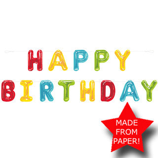 9ft Happy Birthday Balloon-Style Paper Letter Banner