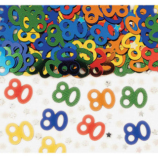Age 80 Multi Colour Metallic Confetti