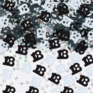 Age 18 Black & Silver Metallic Confetti
