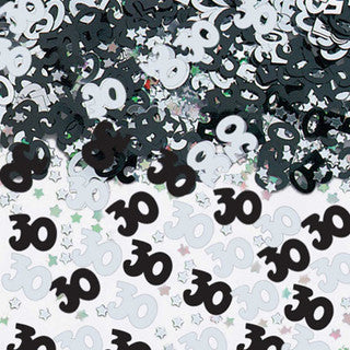 Age 30 Black & Silver Metallic Confetti